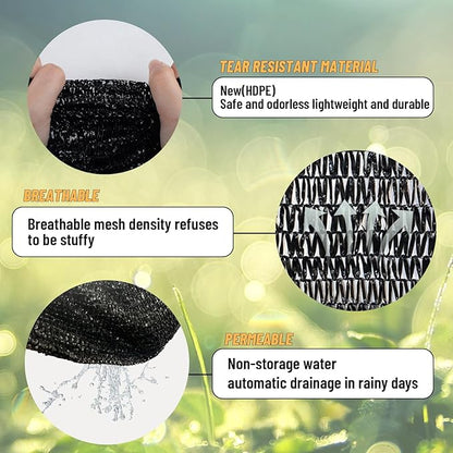 Cool Area 40% 6.5x10ft Sunblock Shade Cloth Cover Mesh UV Resistant Net for Garden Flower Plant Greenhouse, Black