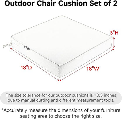 Favoyard Patio Chair Cushions 18 x 18 x 3 Inch Waterproof Outdoor Seat Cushions for Patio Furniture 3-Year Color Fastness Garden Sofa Couch Pads with Handle & Adjustable Straps Set of 2, Dark Grey