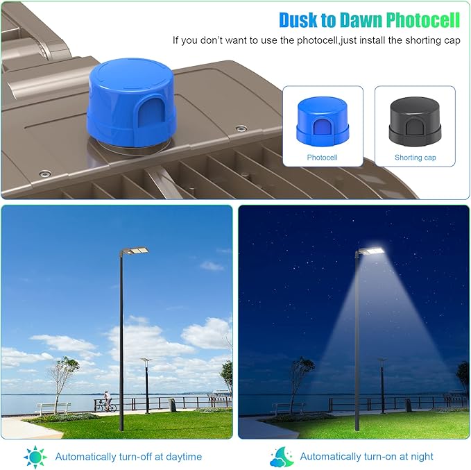 480V 320W LED Parking Lot Light 44800LM with Photocell & Short Circuit Cap, UL DLC Listed, 5000K Shoebox Pole Light with Slip Fitter, IP65 Waterproof Commercial Street Area Lighting for Driveway/Yard