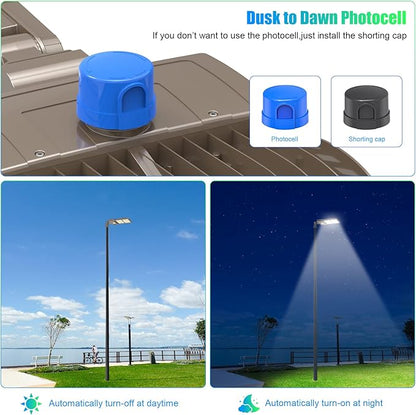 480V 320W LED Parking Lot Light 44800LM with Photocell & Short Circuit Cap, UL DLC Listed, 5000K Shoebox Pole Light with Slip Fitter, IP65 Waterproof Commercial Street Area Lighting for Driveway/Yard