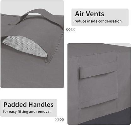 Easy-Going Outdoor Ottoman Cover, Waterproof Patio Ottoman Cover, Heavy Duty Outdoor Furniture Cover with Padded Handles (2 Pack-25"x25"x17", Gray/Dark Gray)