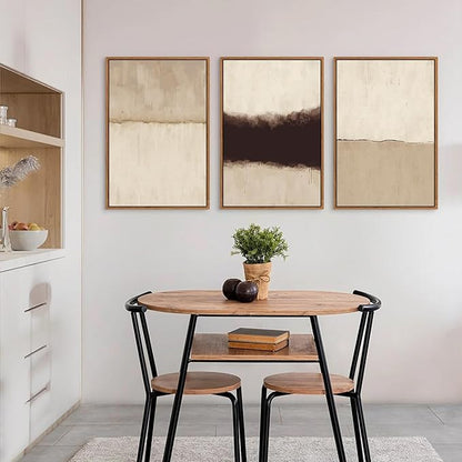 CHDITB Neutral Abstract Wall Art Set of 3, 24"x36" Large Framed Textured Wall Decor, Minimalist Modern Wall Painting, Beige Black Canvas Art Print for Living Room, Bedroom, Dining Room, Office