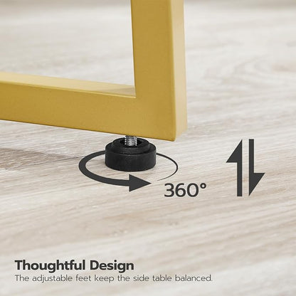 HOOBRO Side Table, Round End Accent Table with Sturdy Metal Pedestal, 15.7" Round Nightstand, for Living Room, Bedroom, Balcony, Office, Marble and Gold DM95BZ01