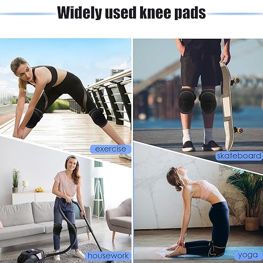 Knee Pads, Thick Sponge Anti-slip, Collision Avoidance Knee Pads, for Running, Mountaineering, House Working,Gardening Maintain (Black, X-Large)