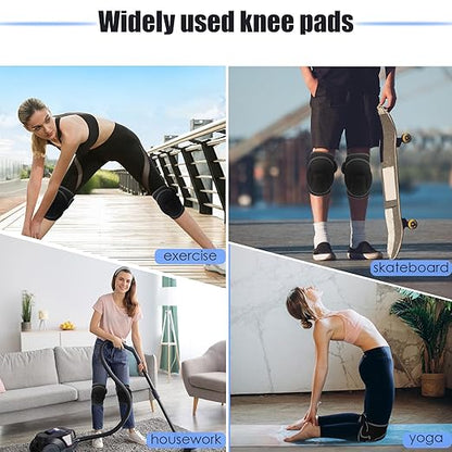Knee Pads, Thick Sponge Anti-slip, Collision Avoidance Knee Pads, for Running, Mountaineering, House Working,Gardening Maintain (Black, X-Large)
