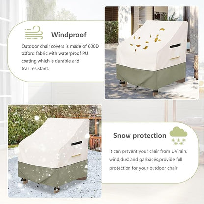 Patio Adirondack Chair Cover 28 W x 31 D x 36 H inches,600D Heavy Duty Waterproof Outdoor Chair Covers,Patio Furniture Covers for Adirondack Chair,Beige
