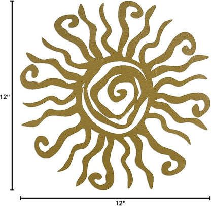 Riverside Designs Wacky Sun Metal Wall Art Indoor/Outdoor Decor - 18" Gold Rust Proof Wall Sculpture - Made in USA - Ideal for Bedroom, Garden, Home, Patio and Farmhouse