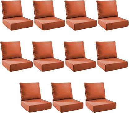 Outdoor Cushion Set for Furniture Patio Furniture, UV Resistant, Water Resistant - 6 Inch Thick Foam Garden Cushions – 22x24 Inch Patio Seat Covers for Chair/Sofa/Couch | Orange | 11-Pack |