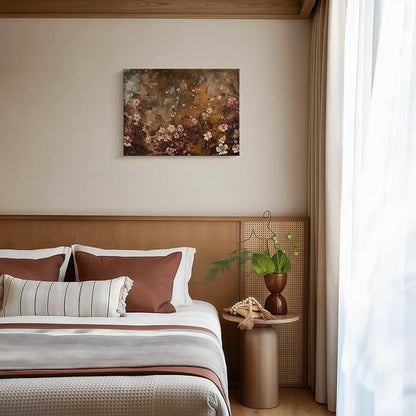 Framed Vintage Wildflower Wall Decor Dark Wildflower Print Country Floral Canvas Painting Nature Botanical Scenery Wall Decor for Farmhouse Living Room or Bedroom 16x24 Inch Ready to Hang