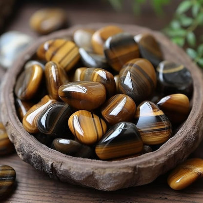 Polished Tigers Eye Crystals - 72 Pcs, 0.5" 10 oz Handpicked Natural Tumbled Gemstones Rocks, Pebbles for Reiki, Chakra, Healing Home Decor