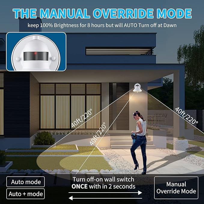 LONEDRUID Dusk to Dawn Motion Sensor LED Outdoor Barn Light Fixtures White Exterior Wall Lantern Waterproof Outside Sconce Lighting Rustic Farmhouse Wall Mount Lamp for House Porch Patio Garage
