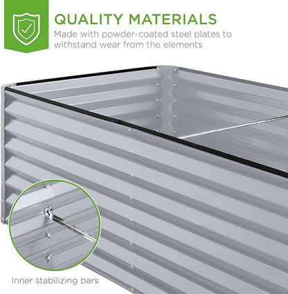 Best Choice Products 6x3x2ft Outdoor Metal Raised Garden Bed, Deep Root Box Planter for Vegetables, Flowers, Herbs, and Succulents w/ 269 Gallon Capacity - Moonlight Gray
