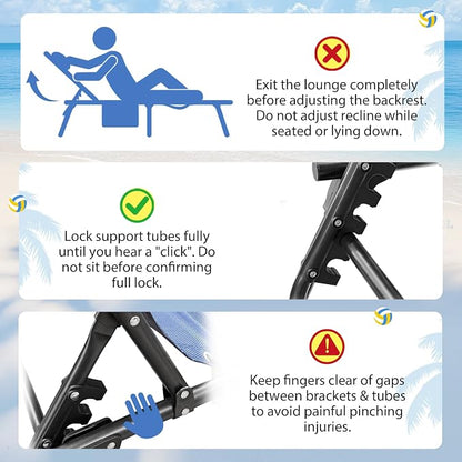 Flamaker Oversize Face Down Chaise Lounge Chair, 27 Inch Wide Foldable Outdoor Patio Chair, 5-Position Adjustable Tanning Chair with Face& Arm Holes for Sunbathing, Pool, Beach, Lawn (Grey, 1 Pcs)