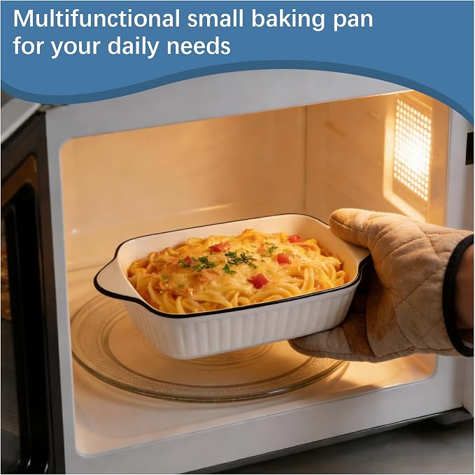 34oz Small Ceramic Casserole Dishes Set Of 4-1000ml Small Baking Dish With Handles, Suitable For Ovens And Microwaves, Compact Size Ideal For Gratins, Pasta Dishes, Tiramisu And Baked Goods