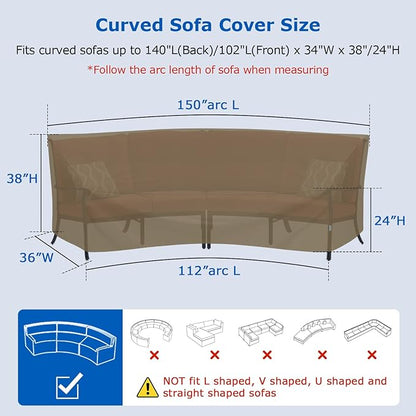 SunPatio Heavy Duty Waterproof 120 Inch Sofa Cover & 150 Inch Sofa Cover Bundle