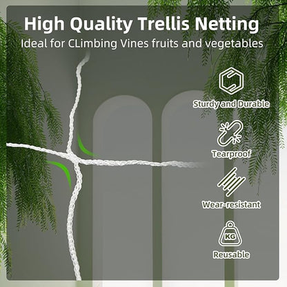 Trellis Netting, PDGROW Heavy Duty Garden Trellis Netting, 6 x 30 ft Trellis Netting for Climbing Plants, Outdoor Indoor Grow Net for Support Vine Vegetable Fruits and Flower, 4 Pack（Put in One Pack）