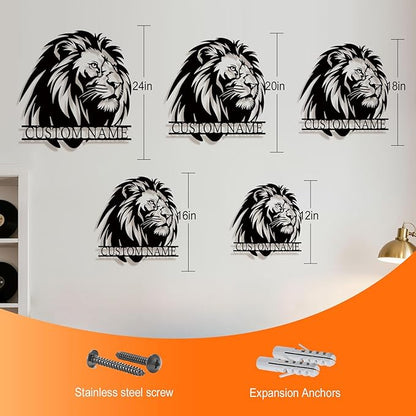 Personalized Metal Lion Name Sign – Custom Wall Art with Majestic Animal Design, Durable Outdoor & Indoor Home Decor – Unique Housewarming & Wedding Gift for Couples, Families, and Friends Style6