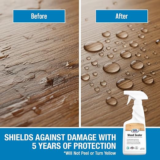 Rain Guard Wood Sealer Spray | 16 Oz | Waterproof Outdoor Protection | Hydrophobic Barrier for Wooden Floors Decks Fences | Long-Lasting, Eco-Friendly | Safe For Pets & Plants | No Gloss | Made in USA