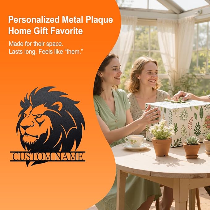 Personalized Metal Lion Name Sign – Custom Wall Art with Majestic Animal Design, Durable Outdoor & Indoor Home Decor – Unique Housewarming & Wedding Gift for Couples, Families, and Friends Style5