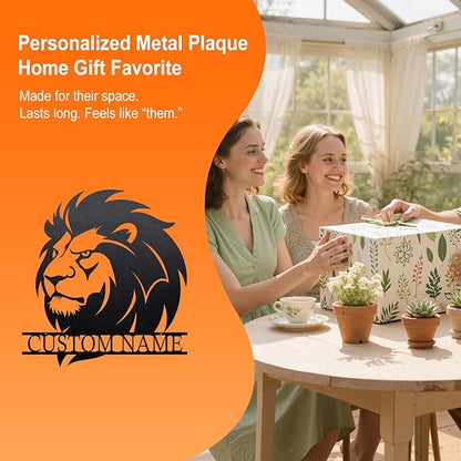 Personalized Metal Lion Name Sign – Custom Wall Art with Majestic Animal Design, Durable Outdoor & Indoor Home Decor – Unique Housewarming & Wedding Gift for Couples, Families, and Friends Style5