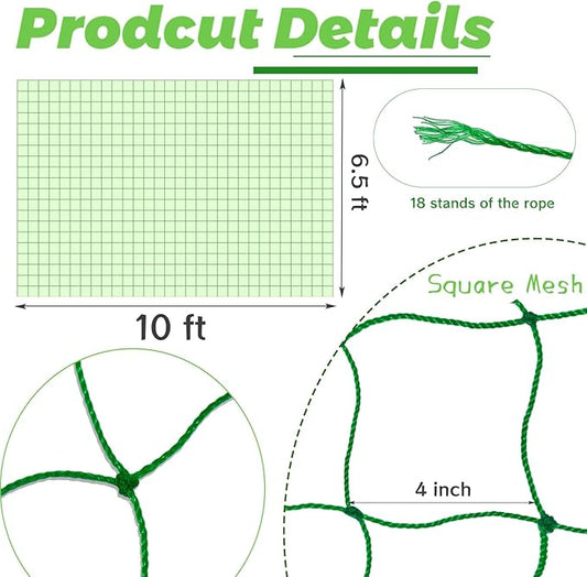 6.5x10FT Plant Trellis Netting,Garden Climbing Grow Net Heavy Duty Polyester Square Mesh Nets for Vining Plant,Tomato,Cucumber,Grape,Fruits,Vegetable