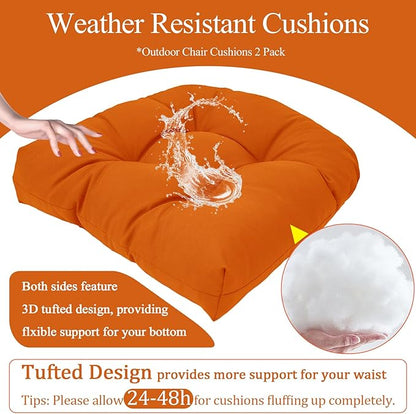 MTMR Water-Repellent Outdoor Chair Cushions Set of 2, 19”X19” Patio Chair Cushions with High Elasticity PP Cotton, Thick Tufted Outdoor Patio Furniture Cushions, Seat Cushions for Outdoor Furniture