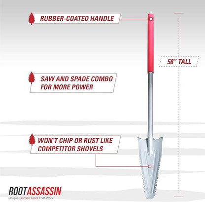 ROOT ASSASSIN RA-003 58-Inch Straight Shaft Carbon Steel Shovel