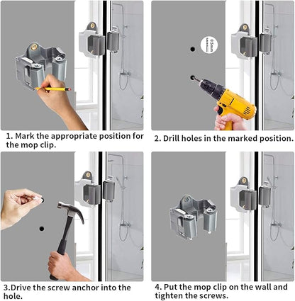 3-H Mop and Broom Holder Big Size Hanging 1 KG Extra,10 Pack Broom Hanger Wall Mount for Hanging and Organizing Shove Rake Yard Tools in Kitchen Shed Laundry Room Bathroom Garden(Grey)