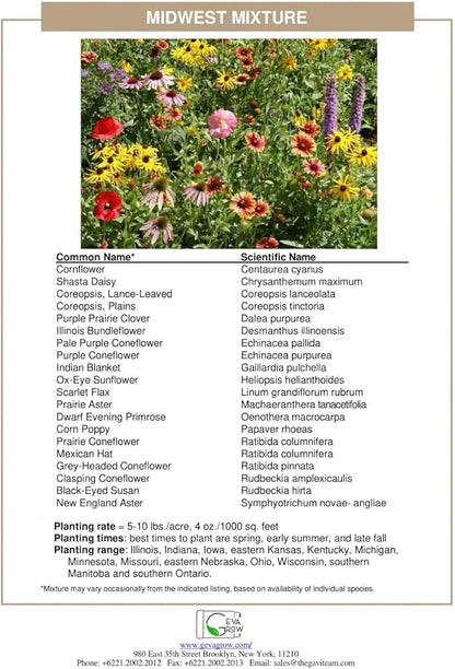 Regional Wildflower Seed Mix by GevaGrow (Midwest Wildflowers, Mini Shaker)
