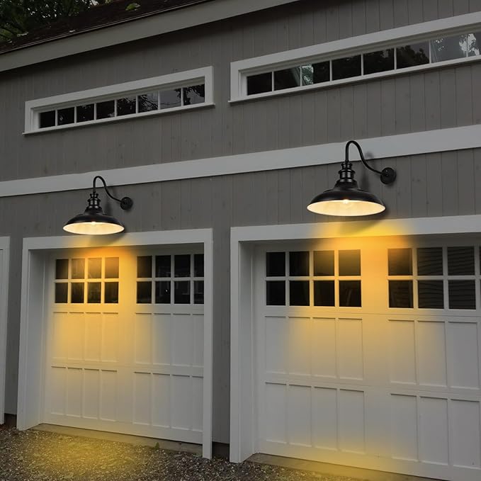 Exterior Farmhouse Barn Light,3PCS Dusk to Dawn Outdoor Lighting, 16 Inch Vintage Outside Garage Lights Fixtures for Patio Frontdoor Entryway Doorway, Matte Black