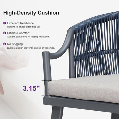 PURPLE LEAF Patio Dining Chairs Set of 2 Modern Wicker Outdoor Dining Chairs with Thick Cushions and Aluminum Frame All Weather Patio Chairs for Garden Porch Lawn Grey