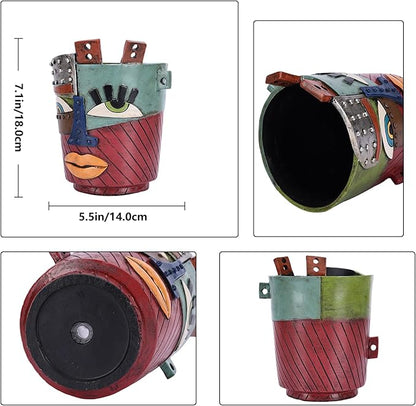 Colorful Face Planters Pots Head with Drainage Resin Large Decorative Plant Pots, Unique Planters for Indoor Plants and Outdoor Patio Flower Pot Funny Garden Succulents Pot