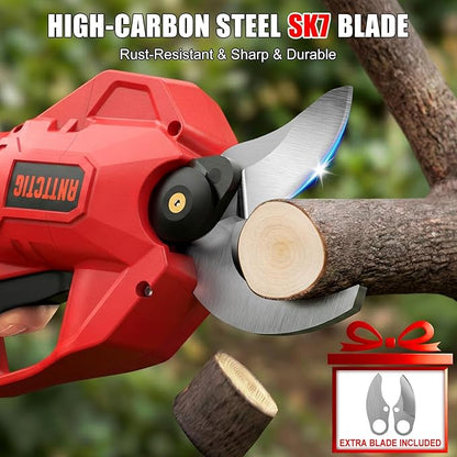 Upgraded Electric Pruning Shears, Big 2.56'' Cutting Diameter Cordless Pruner for Gardening with Dual 2.0AH Batteries & Extra Replacement Blades, Branch Cutter for Tree & Flower Trimming