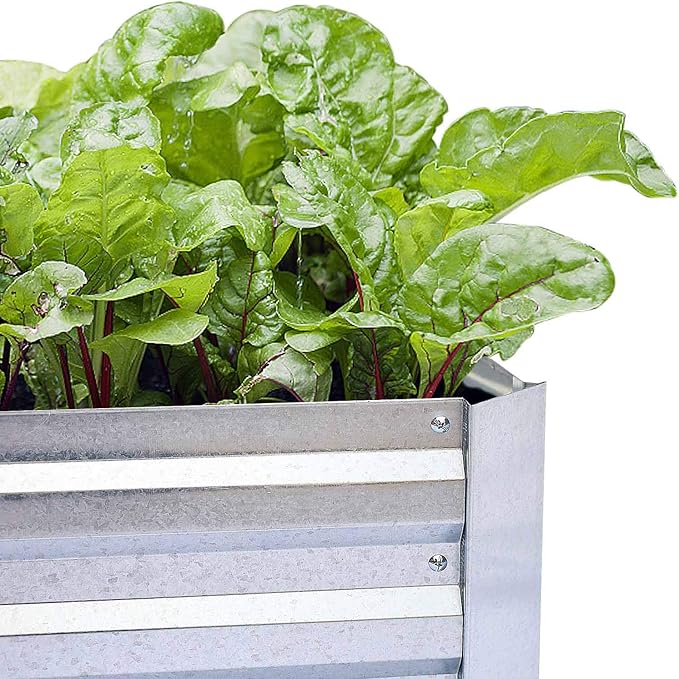 Galvanized Raised Garden Bed (8x4x1ft) – Overlapping 4-Inch Panels + 4 Support Bars, Heavy-Duty Metal Planter Box for Vegetables, Herbs, Flowers, No-Deformation Steel Garden Kit