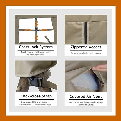 Patio 2 Person Egg Chair Cover with Adjustable X-Lock System and Zipper, Easy On Easy Off, Heavy Duty 100% Waterproof 600D Oxford Hanging Swing Chair Winter Cover