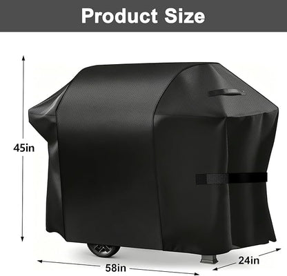 Grill Cover, 58-inch Heavy Duty Oxford Outside Waterproof Grill Covers, Dust-Proof Windproof UV Resistant BBQ Gas Cover Fit Most Brands Char Broil, Weber, Brinkmann, Holland