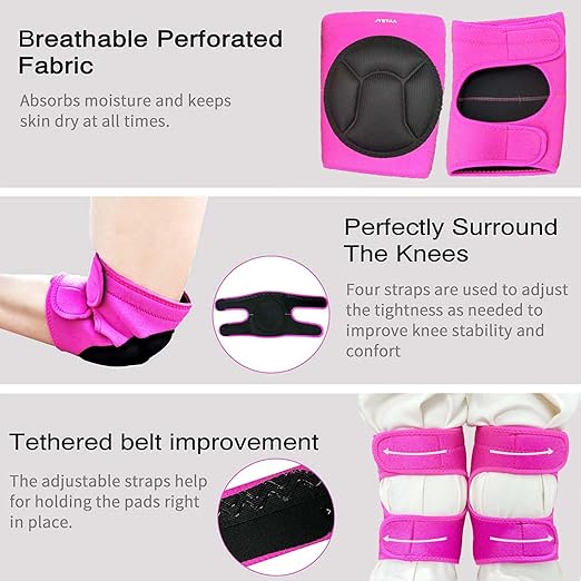 Women Knee Pads for Cleaning House Floors,Gardening Work, Carpet, Weeding,kneepads with Soft Inner Liner, Adjustable knee pads Suitable for Kneeling on Garden,Flooring Yard,Pink S (1 Pair)