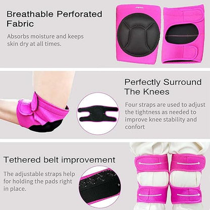 Women Knee Pads for Cleaning House Floors,Gardening Work, Carpet, Kneeling Kneepads with Soft Inner Liner, Adjustable knee pads Suitable for Working on Garden,Flooring Yard,Pink M. (1 Pair)