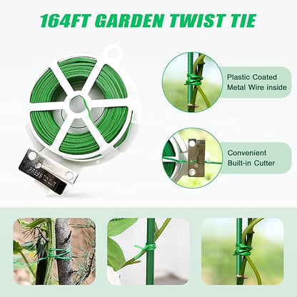 DoCred Cucumber Trellis, 2 Pack Foldable A Frame Trellis for Raised Bed Climbing Plants, Vegetables, Includes Plant Support Clips, Twist Ties, Plastic Ties- Made from PVC-Coated Steel