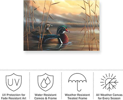Trademark Fine Art Outdoor Canvas Art - Geno Peoples 'Wood Ducks' Wall Art for Outdoor Spaces, Patios, or Gardens