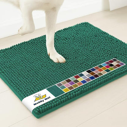 Muddy Mat® | Super Water Absorbent Door Mat Indoor, Microfiber Quick Dry Chenille Entryway Rug, Slip Resistant Front Door Mat, Indoor Mats for Entryway, Machine Washable Pet Rug, Slate Blue 24" x 40"