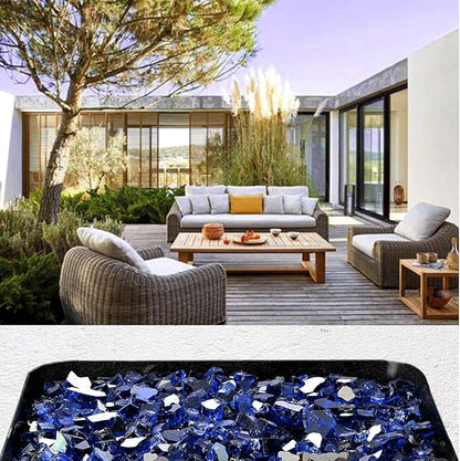 Mr. Fireglass 10 Pounds Fire Glass, 1/2 Inch High Luster Reflective Tempered Fire Glass Rocks for Fire Pit Fireplace and Landscaping, Cobalt Blue