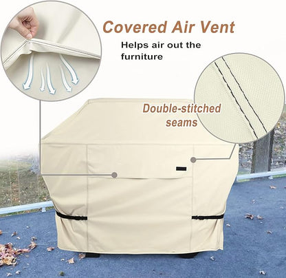 NettyPro Outdoor BBQ Grill Cover 68 Inch 600D Heavy Duty Waterproof Patio Barbecue Cover for Weber, Char-Broil, Brinkmann, Nexgrill Grills and More, Light Tan