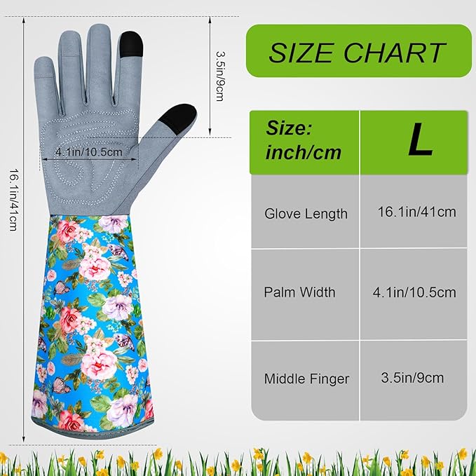 Long Gardening Gloves for Women Thorn Proof Leather Garden Gloves Breathable Working Gloves for Women Yard Outdoor