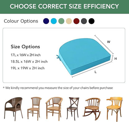 Outdoor Chair Cushions Set of 2: Waterproof & Fade Resistant Patio Furniture Cushions - 17 x 16 x 2 Inch Non Slip Round Corner Seat Cushion Pads with Removable Cover for Garden Yard Lawn, Teal
