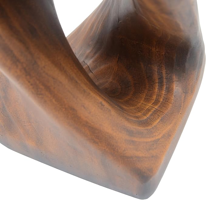 Christopher Knight Home Novi Outdoor Side Table, Twist-Shaped Decorative Accent Sofa Side End Table, Garden Stool for Patio Balcony Beach Pool, Lightweight Concrete, Wood-Like Texture, Antique Brown