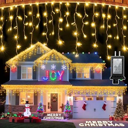 792 LED Christmas Lights with 176 Drops,82ft 8 Modes Fairy Hanging String Lights with Timer Waterproof, Plug-in Christmas String Lights for Holiday Wedding Party Christmas Decorations(Warm White)