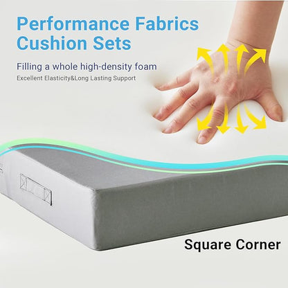 Outdoor Cushions for Patio Furniture,Outdoor Seat Cushion Set 24 x 24 x 4 Inch,Waterproof & Fade Resistant Outdoor Chair Cushions,Deep Patio Chair Cushion with Removable Cover,Light Grey