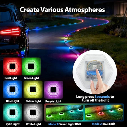 Onforu Solar Driveway Lights,12 Pack Deck Light Outdoor,2 Modes RGB Colors LED Deck Dock Light Solar Powered,IP65 Step Lights for Driveway Sidewalk Garden Pathway Yard
