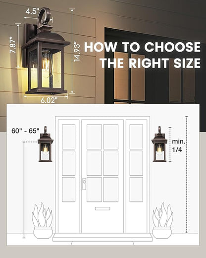 FEMILA Outdoor Wall Lantern Oil Rubbed Bronze, Exterior Wall Light Sconce with Seeded Glass, Front Porch Light Fixture for Outdoor Garage, Patio House, 4FD54B ORB